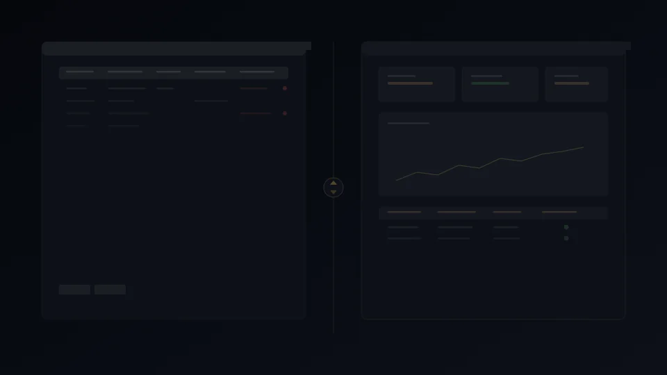 Comparación abstracta entre hojas manuales y dashboard automatizado